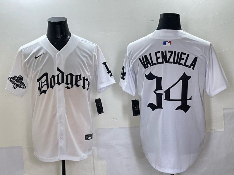 Men Los Angeles Dodgers 34 Valenzuela white Nike 2025 MLB jersey 006